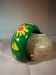 armband van hout, groen met bloemenprint 