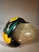 armband van hout, zwart met bloemenprint 