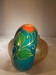 armband van hout, donkerturquoise met bloemenprint 
