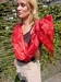 sjaal zijde, rood met geborduurde bloemetjes 