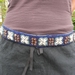 riem van glaskralen/schelpen en kokos, blauw 