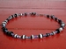 ketting van glaskralen zwart/wit/blauw